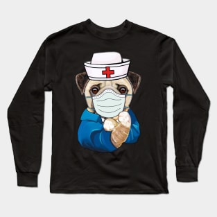 Strong Pug Is Wearing Mask Face Anti Virus 2020 Long Sleeve T-Shirt